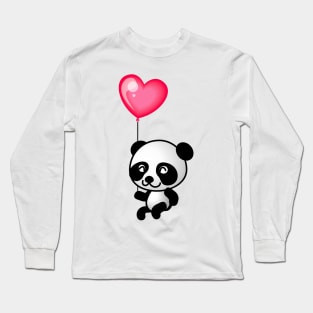 Cute Panda & Heart Balloon Long Sleeve T-Shirt